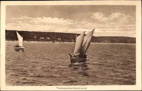 Ak Timmendorfer Strand, Wasserblick mit Seggelbooten