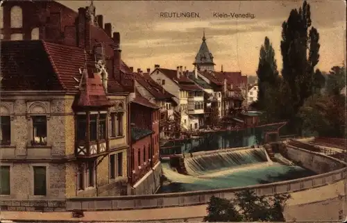 Ak Reutlingen in Württemberg, Klein Venedig, Wehr