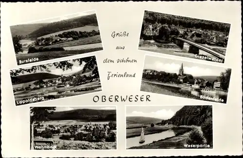 Ak Oberweser Nordhessen, Ortsansichten, Weserpartie, Bursfelde, Lippoldsberg, Wahmbeck, Bodenfelde