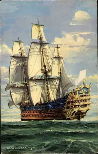 Künstler Ak Haffner, Vaisseau fin du XVIIe siecle, Segelschiff, Comité Nationale de l'Enfance