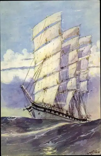 Künstler Ak Sebille, Albert, Voilier Bordes, 19e Siecle, Segelschiff, Comité Nationale de l'Enfance