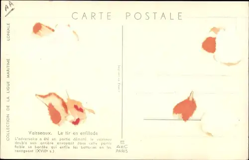 Künstler Ak Haffner, Vaisseaux, Le tir en enfilade, Ligue Maritime et Coloniale