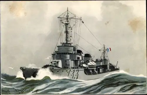 Künstler Ak Haffner, Torpilleur Bombarde, französ. Kriegsschiff, Ligue Maritime et Coloniale