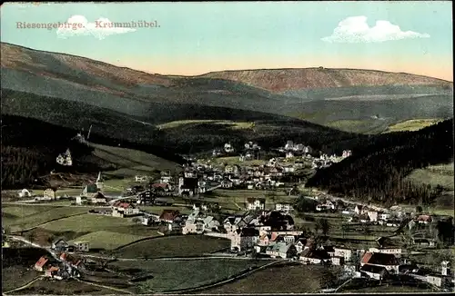 Ak Karpacz Krummhübel Riesengebirge Schlesien, Totalansicht der Ortschaft