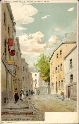 Künstler Litho Ranoc, F., Arlon Aarlen Wallonien Luxemburg, Escalier St. Donat