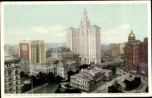 Ak New York City USA, City Hall, New Municipal Building