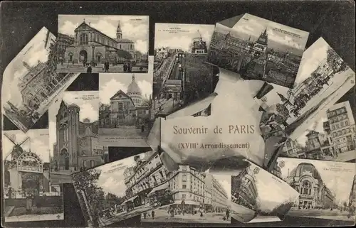 Ak Paris XVIII. Arrondissement Buttes-Montmartre, Moulin Rouge, Kirche