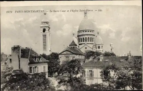 Ak Paris XVIII. Arrondissement Buttes-Montmartre, Le Sacre Coeur, L'Eglise Saint Pierre