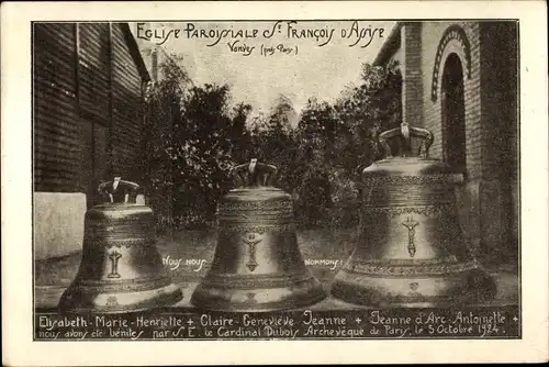 Ak Vanvy Hauts de Seine,Eglise Paroissiale St. Francois d'Assise, Glocken, Elisabeth Marie Henriette