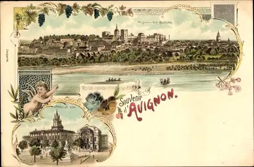 Litho Avignon Vaucluse, Vue Generale, Hotel de Ville