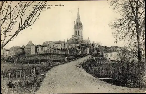 Ak Villetoureix Dordogne, Blick auf den Ort, Kirche