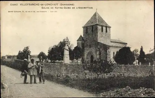 Ak Villefranche de Lonchapt Lonchat Dordogne, Eglise Notre Dame de l'Assomption