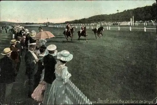 Ak Deauville Calvados, Grand Prix, les Courses, Pferderennbahn