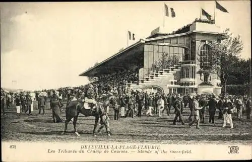 Ak Deauville La Plage Fleurie Calvados, Les Tribunes du Champ de Courses, Pferderennbahn