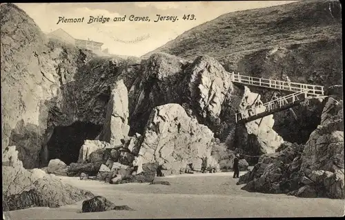 Ak Plemont Kanalinsel Jersey, Plemont Bridge, Caves