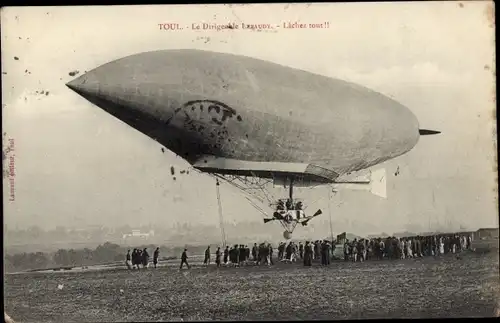 Ak Toul Meurthe et Moselle, Le Dirigeable Lebaudy, Französisches Luftschiff