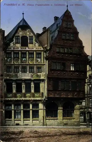 Ak Frankfurt am Main, Haus Frauenstein und Salzhaus am Römer