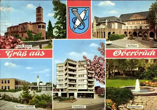 Ak Oberbruch Heinsberg Nordrhein Westfalen, kath. Kirche, Rathaus, Sternhaus, Pestalozzischule
