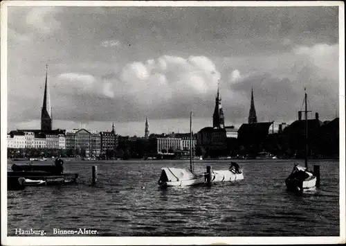 Ak Hamburg Mitte Neustadt, Binnen Alster, Boote