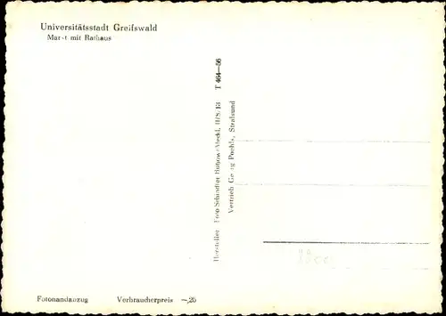 Ak Hansestadt Greifswald, Markt mit Rathaus