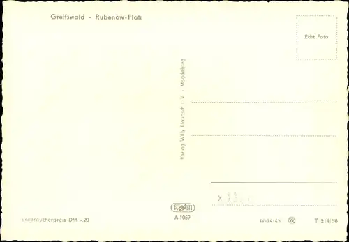 Foto Ak Hansestadt Greifswald, Rubenow-Platz