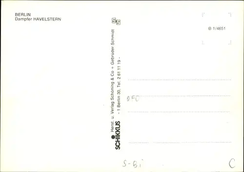 Ak Berlin, Dampfer Havelstein, Segelboote