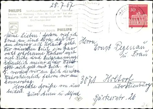 Ak Schulau Wedel, Schiffsbegrüßungsanlage Fährhaus Schulau, Philips Großlautsprecher