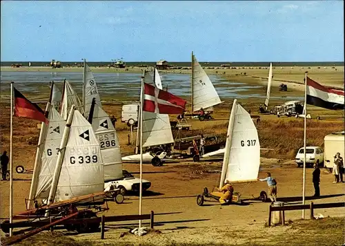 Ak Nordseebad Sankt Peter Ording, Yachthafen der Strandsegler