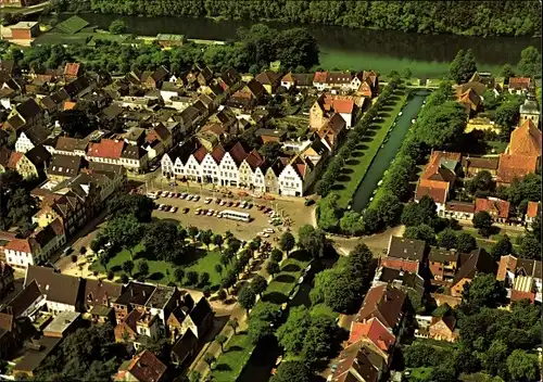 Ak Friedrichstadt an der Eider Nordfriesland, Fliegeraufnahme, Marktplatz und Mittelburggraben