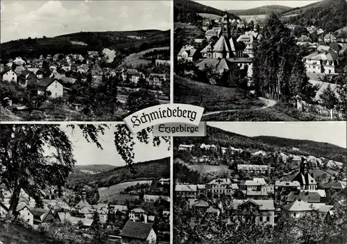 Ak Schmiedeberg Dippoldiswalde im Erzgebirge, Teilansichten, Häuser