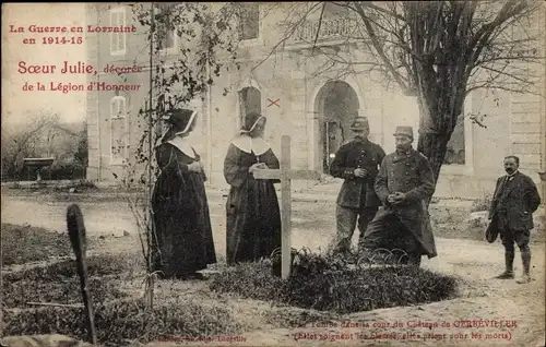 Ak Gerbeviller Meurthe et Moselle, Soeur Julie, decoree de la Legion d'Honneur, Tombe, Chateau