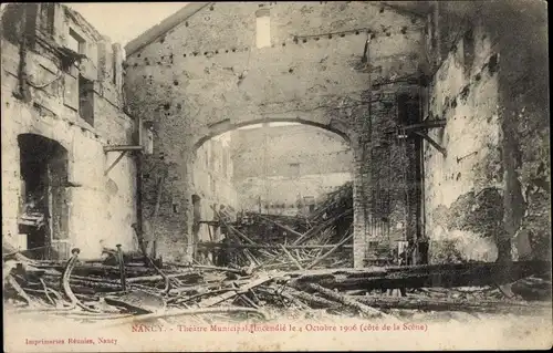 Ak Nancy Meurthe et Moselle, Theatre Municipal, Incendie 1906