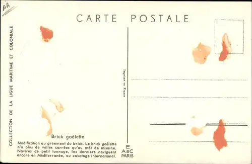 Künstler Ak Haffner, Brick goelette, Segelschiff, Ligue Maritime et Coloniale