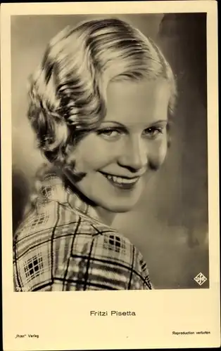Ak Schauspielerin Fritzi Pisetta, Portrait