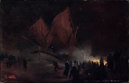 Ak Segelschiff, Seenotrettung, Fliehende Menschen