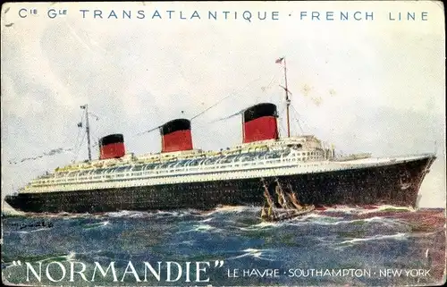 Ak Dampfer, Dampfschiff Normandie, French Line, CGT