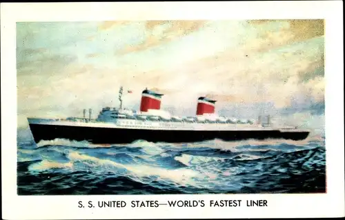 Ak Steamer SS United States, Dampfschiff, United States Lines, USL