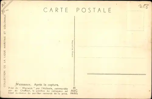 Künstler Ak Haffner, L., Segelschiff, Vaisseaux, Apres la capture