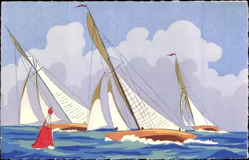 Ak Segelboote, Wellen, Meer