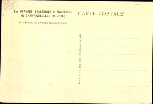 Ak Champigneulles Meurthe et Moselle, Grandes Brasseries et Malteries, Bureau de l'Administrateur