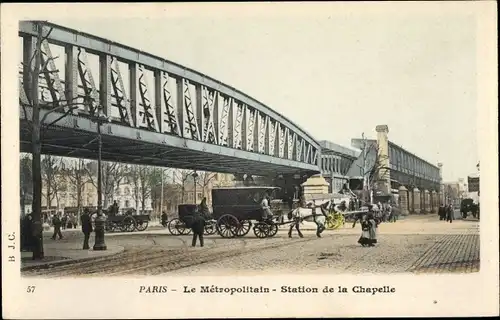 Ak Paris XVIII. Arrondissement Buttes-Montmartre, Le Metropolitain, Station de la Chapelle