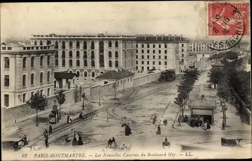 Ak Paris XVIII. Arrondissement Buttes-Montmartre, Les Nouvelles Casernes du Boulevard Ney