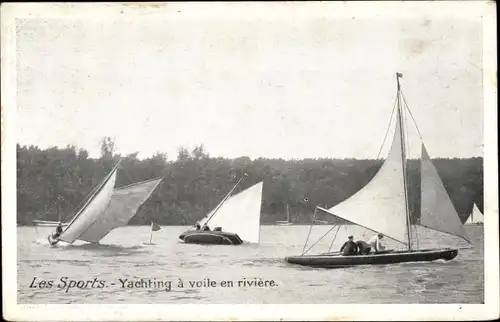 Ak Les Sports, Yachting a voile en riviere, Segelboote