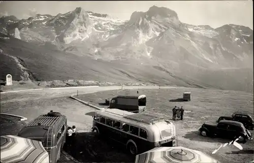 Ak Col d'Aubisque Hautes Pyrénées, Au Sommet, le Ger, Autobusse