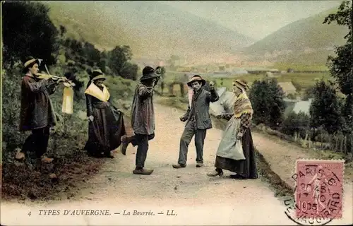 Ak Types d'Auvergne, la Bourree, Tänzer in Trachten