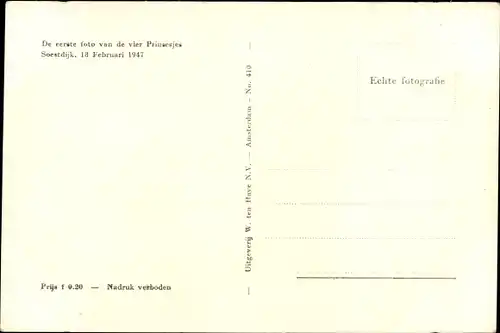 Ak Soestdijk Utrecht, Prinzessinnen der Niederlande, Beatrix, Irene, Margriet, Christina 1947