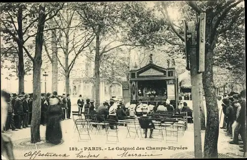 Ak Paris VIII., Le Guignol des Champs Elysees, Puppentheater