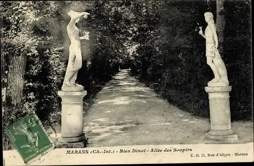 Ak Marans Charente Maritime, Bien Dinot, Allee des Soupirs, Plastiken