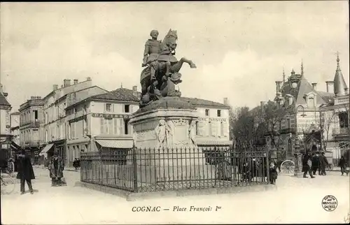 Ak Cognac Charente, Place Francois 1er, Denkmal
