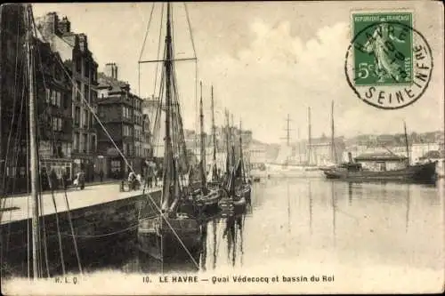 Ak Le Havre Seine Maritime, Quai Vedecocq et bassin du Roi